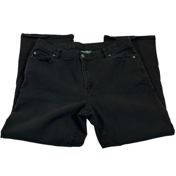 Lauren Jeans Co. Ralph Lauren Mid Rise Flare Black Denim Jeans Size 16 - Picture 3 of 12